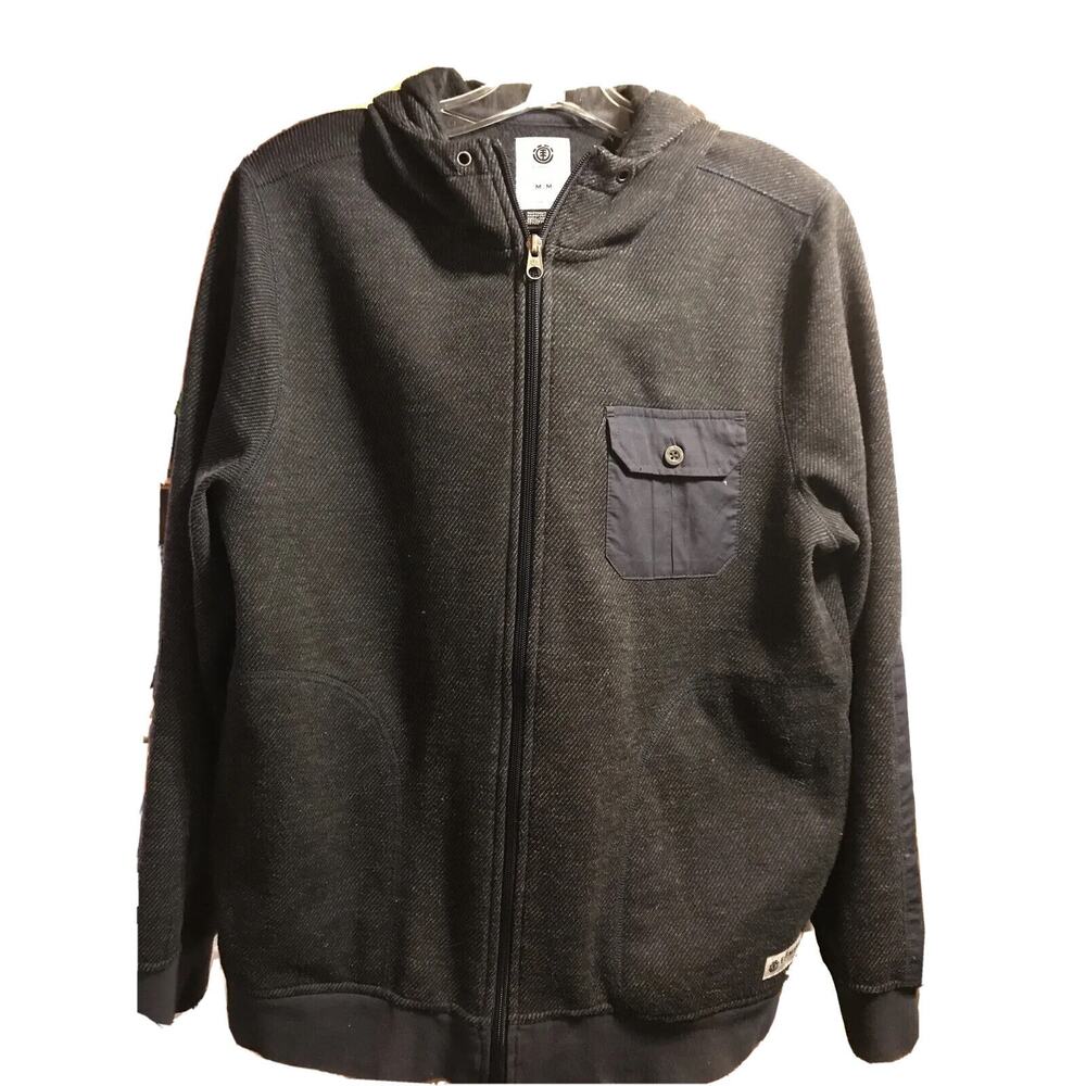 Element Men’s M Dark Gray Full Zip Fleece Lined Hooded Cotton polyester jacket
